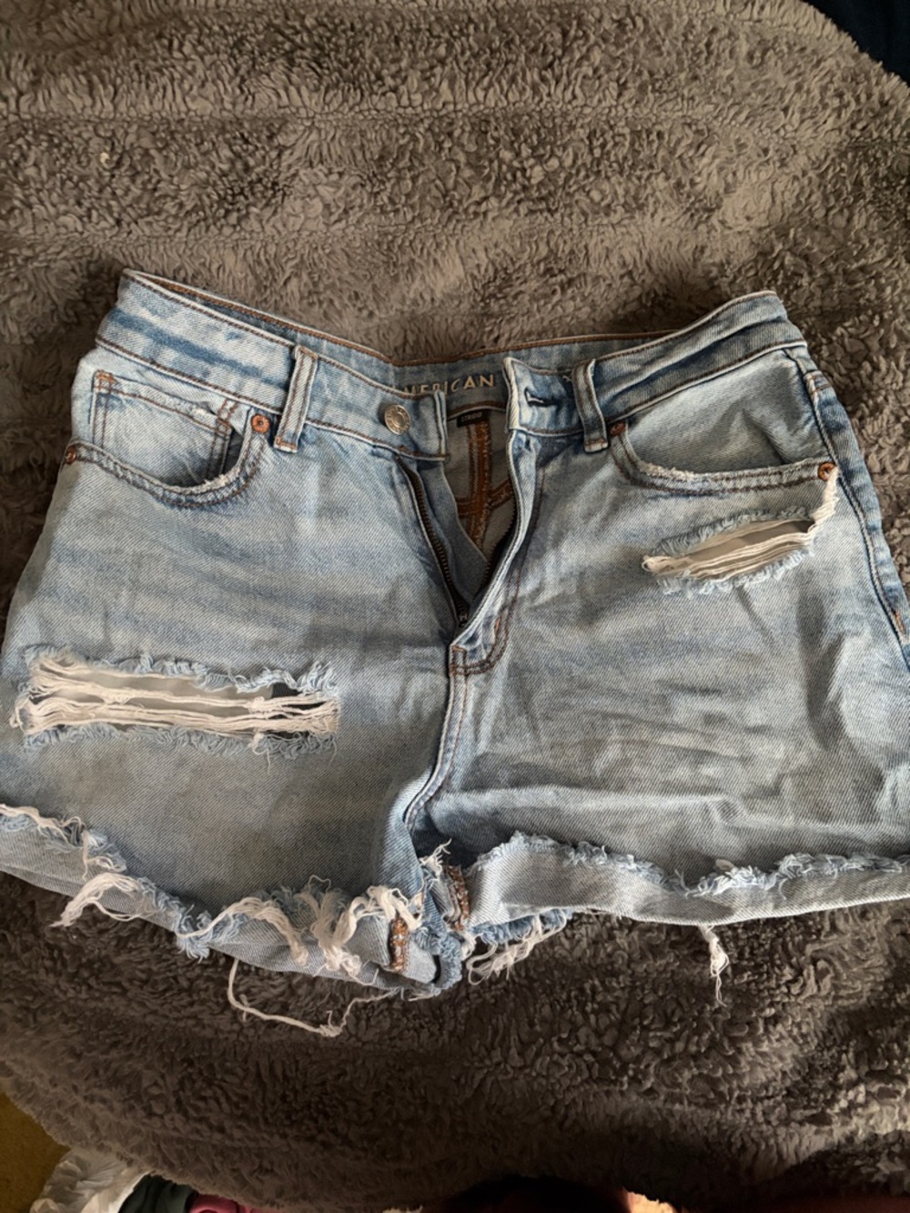 American Eagle Outfitters Light Wash Ripped Denim Shorts